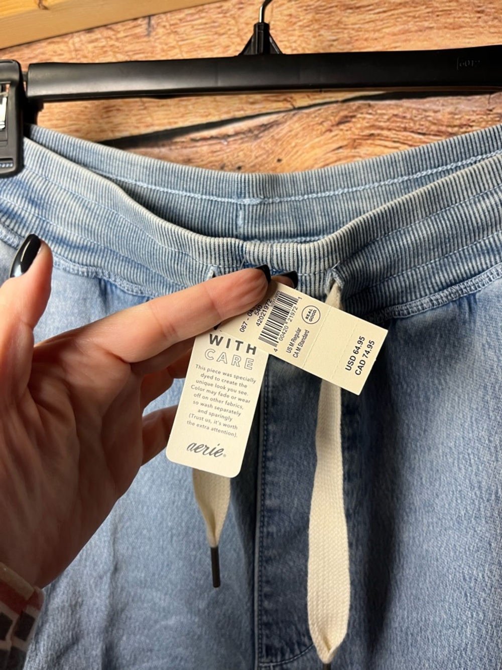 aerie Soft Landing Light Blue Wide-Leg Drawstring Jeans (218) - Picture 7 of 9